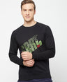 Sporto Crew Neck Printed Sweatshirt - Black