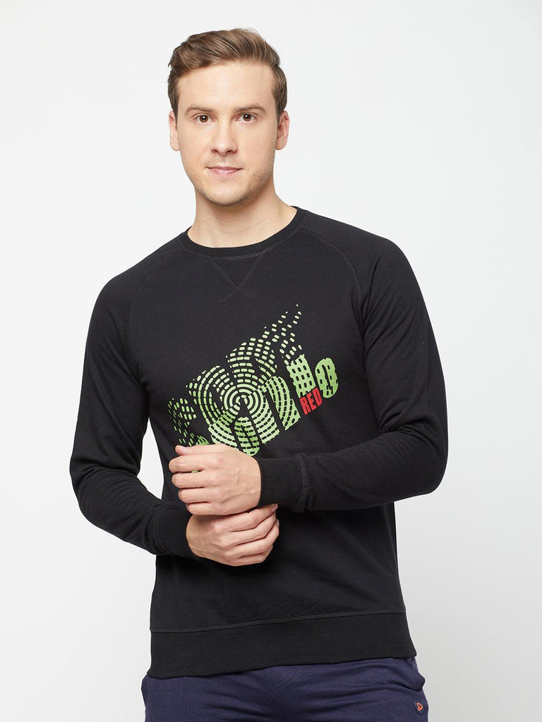 Sporto Crew Neck Printed Sweatshirt, Black