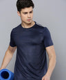 Sporto Men's Insta cool Printed Round Neck Tee - Navy