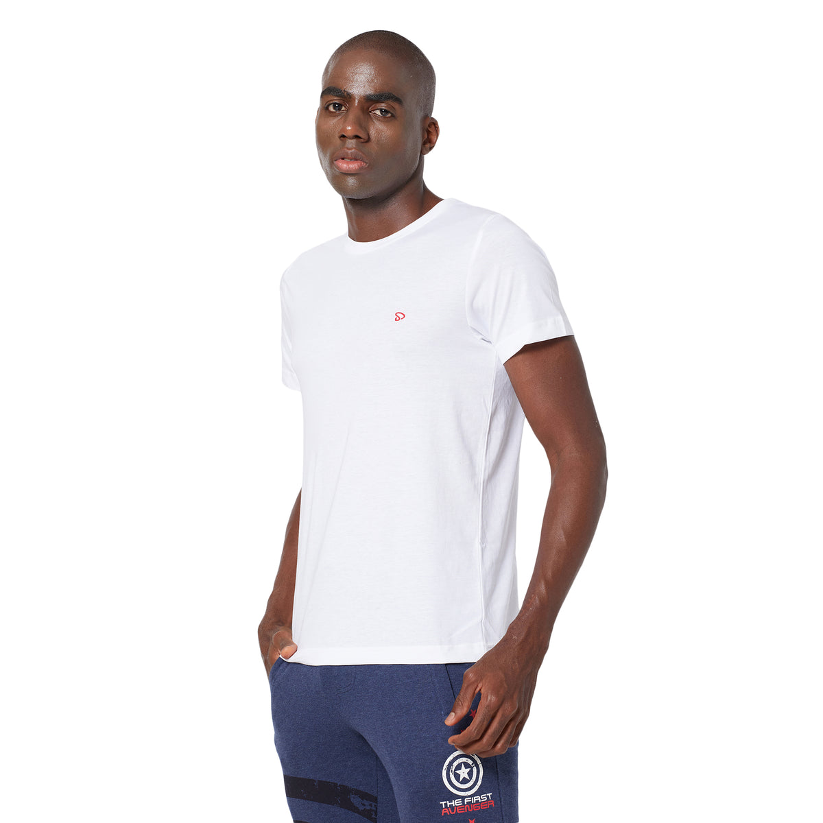 Blue Cotton Bermuda with Zipper Pockets + White Solid T-Shirt Combo
