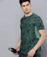 Sporto Men's Insta cool Printed Jersey Tee with Side Mesh - Dark Pista