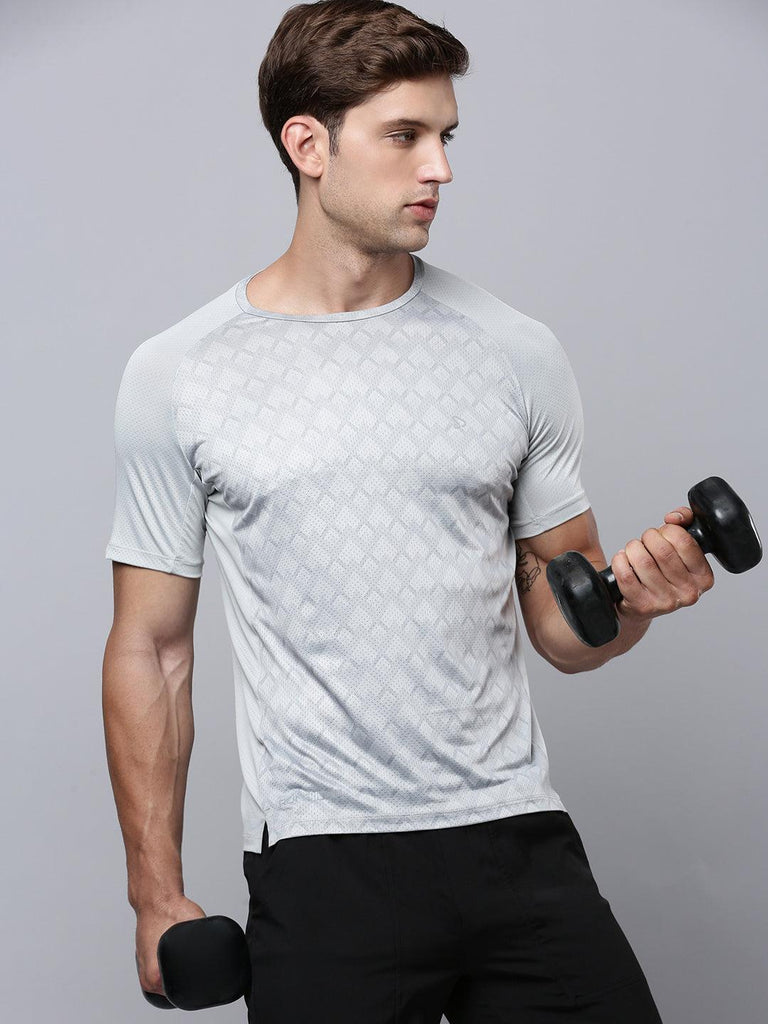 Sporto Men's Instacool Printed Jersey Tee - Light Grey