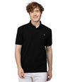 Sporto Men's Anti Wrinkle Popcorn Solid Polo Black T-shirt