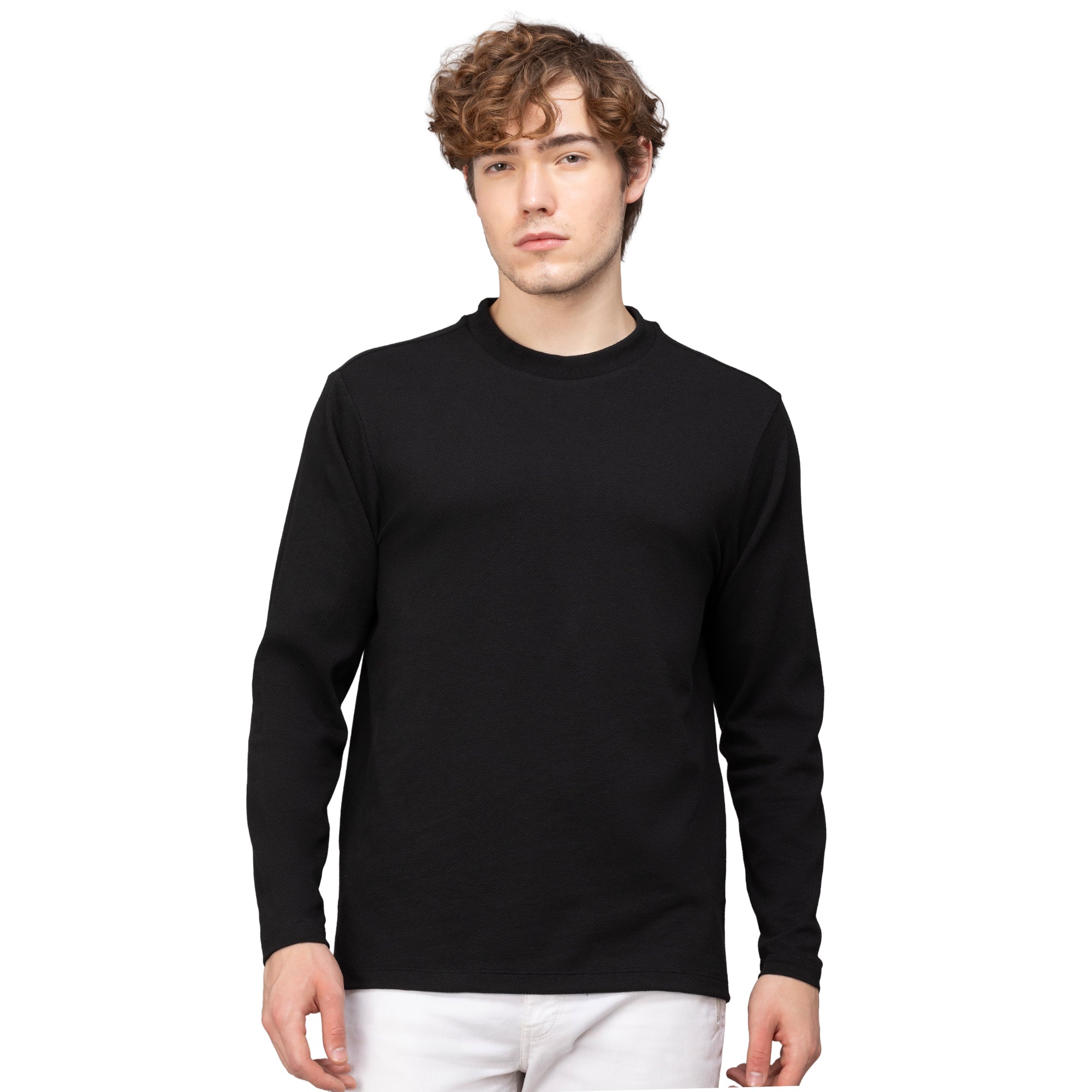 Sporto Men's Hexaknit Fullsleeve Black T-shirts