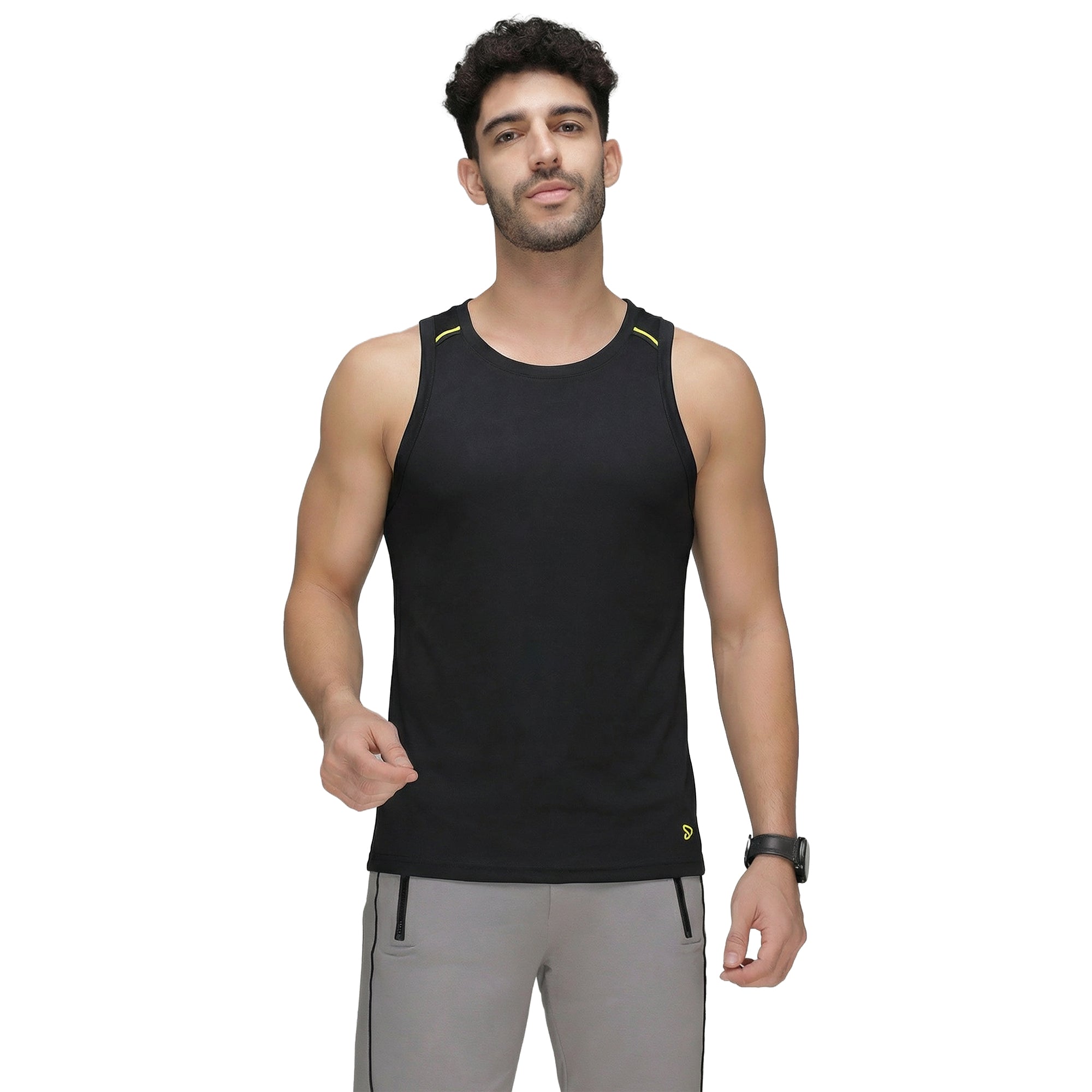 Sporto Men's InstaCool BLK  Solid Muscle Vest Anti odour and Moisture Wicking