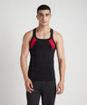 Sporto Men's  Cotton  Gym Vest with Side Contrast  Panel Multicolour Pack of 2