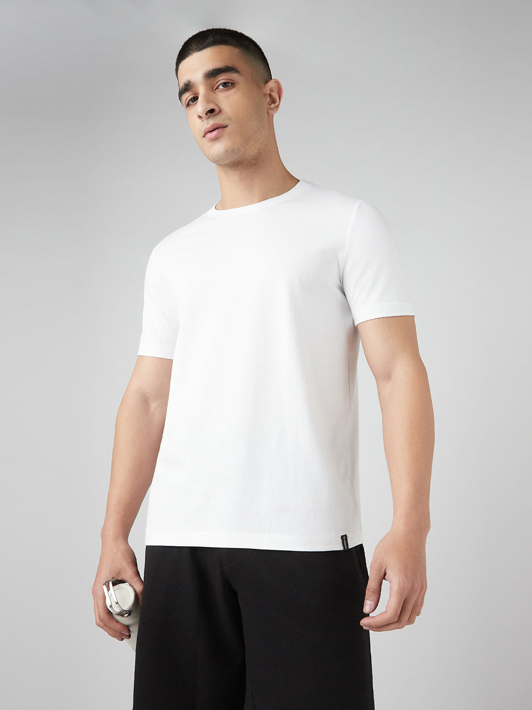 Sporto Men's Fluyid Cotton Round Neck T-shirt - White