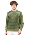 Sporto Men's Ribbed stripe Round Neck Dark Olive Sweatshirt