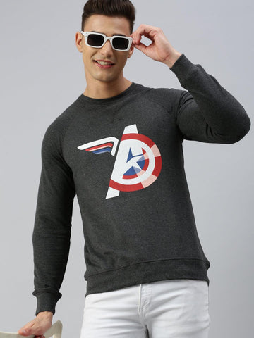 Sporto Marvel Printed Sweatshirt for Men | Black - Sporto by Macho