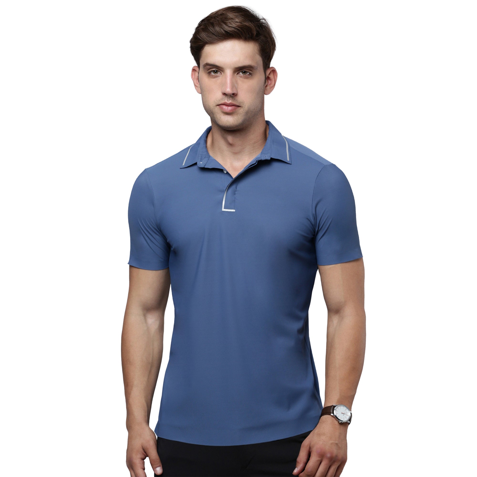 Sporto Men's Anti wrinkle and Light weight Solid  Navy Polo T-shirt