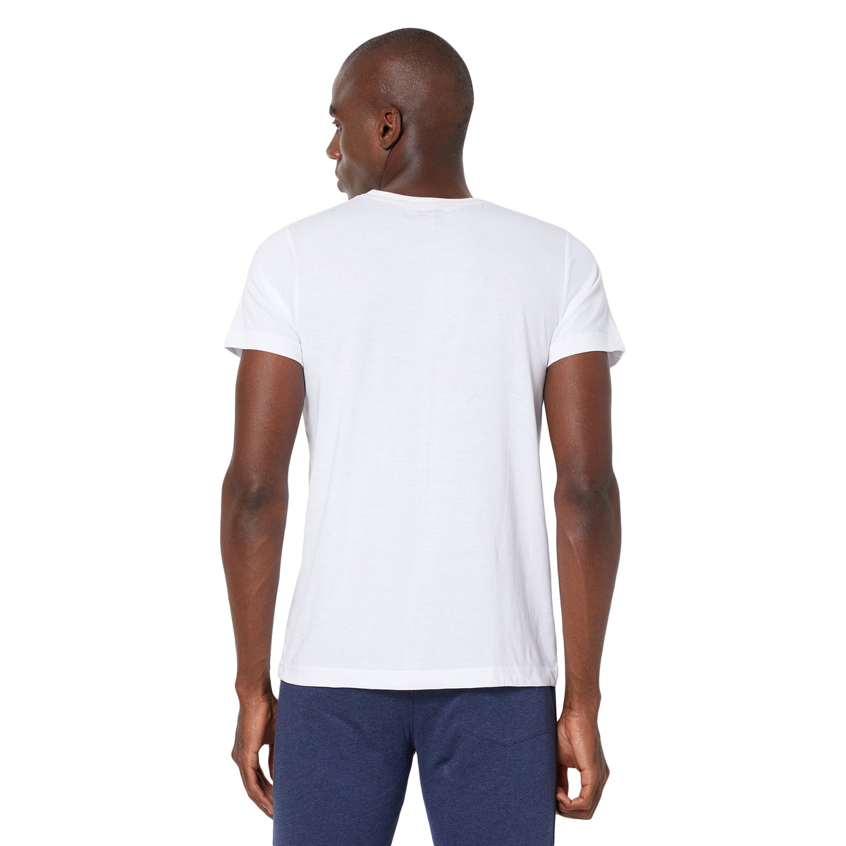 Blue Cotton Bermuda with Zipper Pockets + White Solid T-Shirt Combo