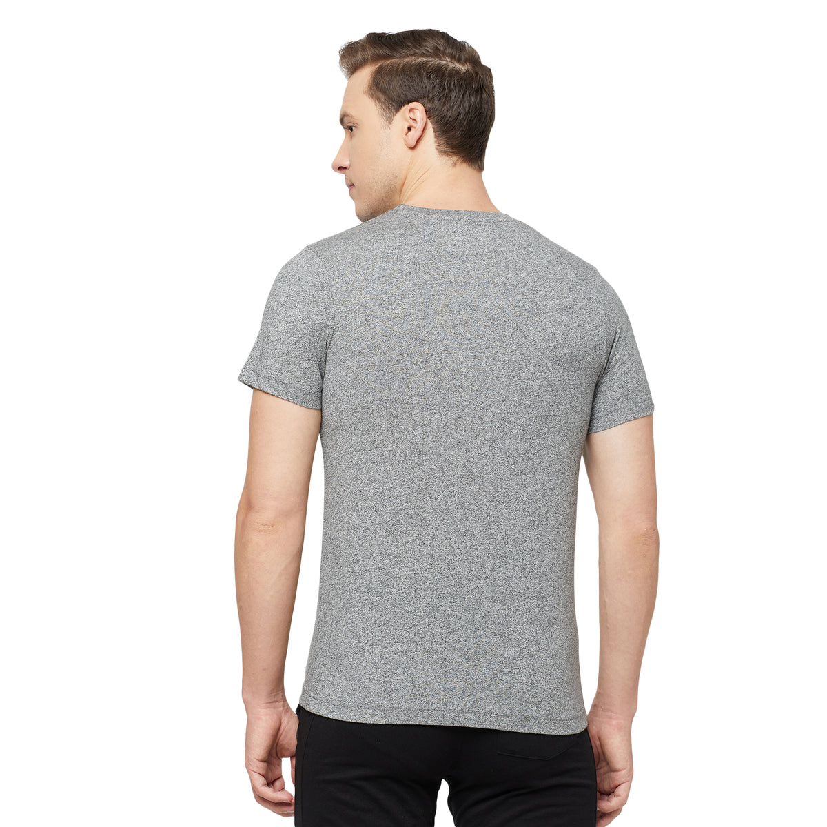 Blue Cotton  Bermuda with Zipper Pockets + Grey Solid T-Shirt Combo