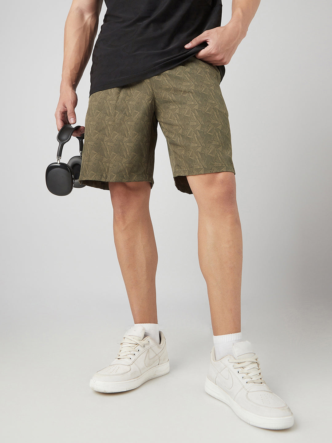 Sporto Men's Techno Printed Dry Fit Bermuda Short - Olive