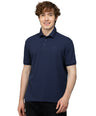 Sporto Men's Anti Wrinkle Popcorn Solid Denim Navy Polo T-shirt