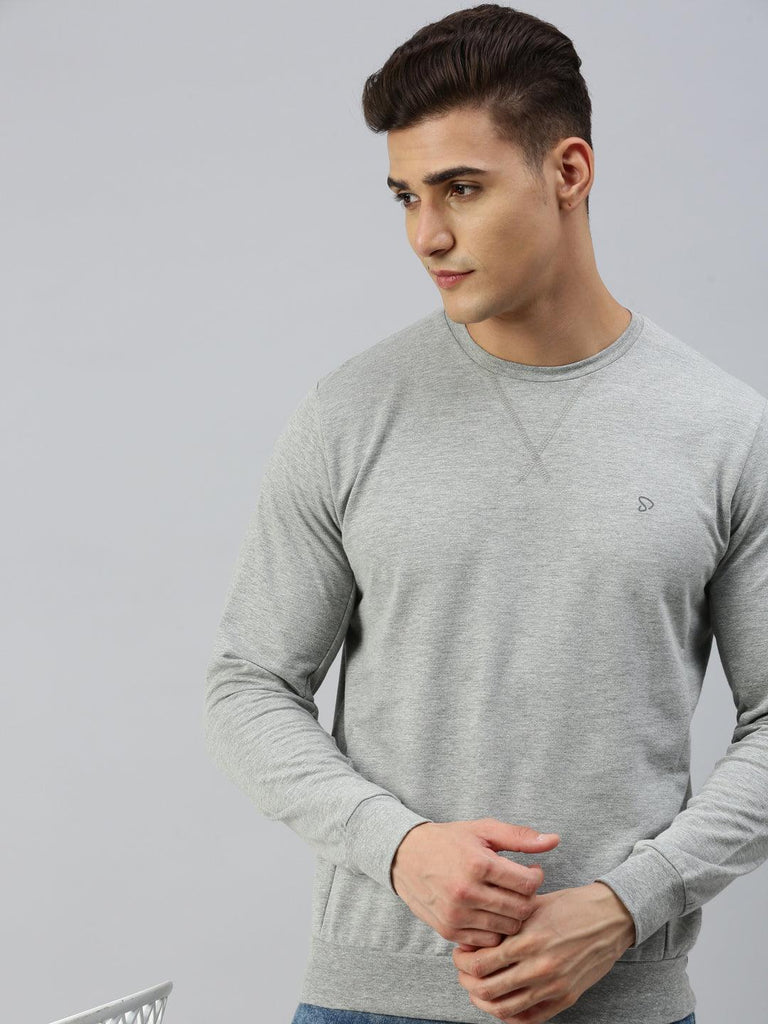 Sporto Wonder Sweatshirt for Men | Ultra Soft Microfiber Fabric | Grey Melange