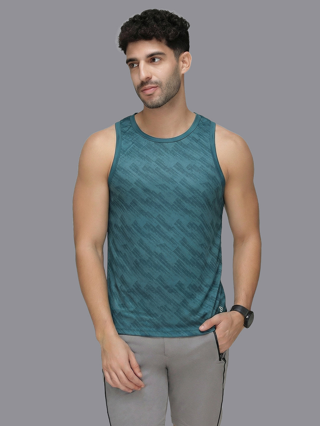 Sporto Men's InstaCool Self design Muscle Vest Anti PB odour and Moisture Wicking