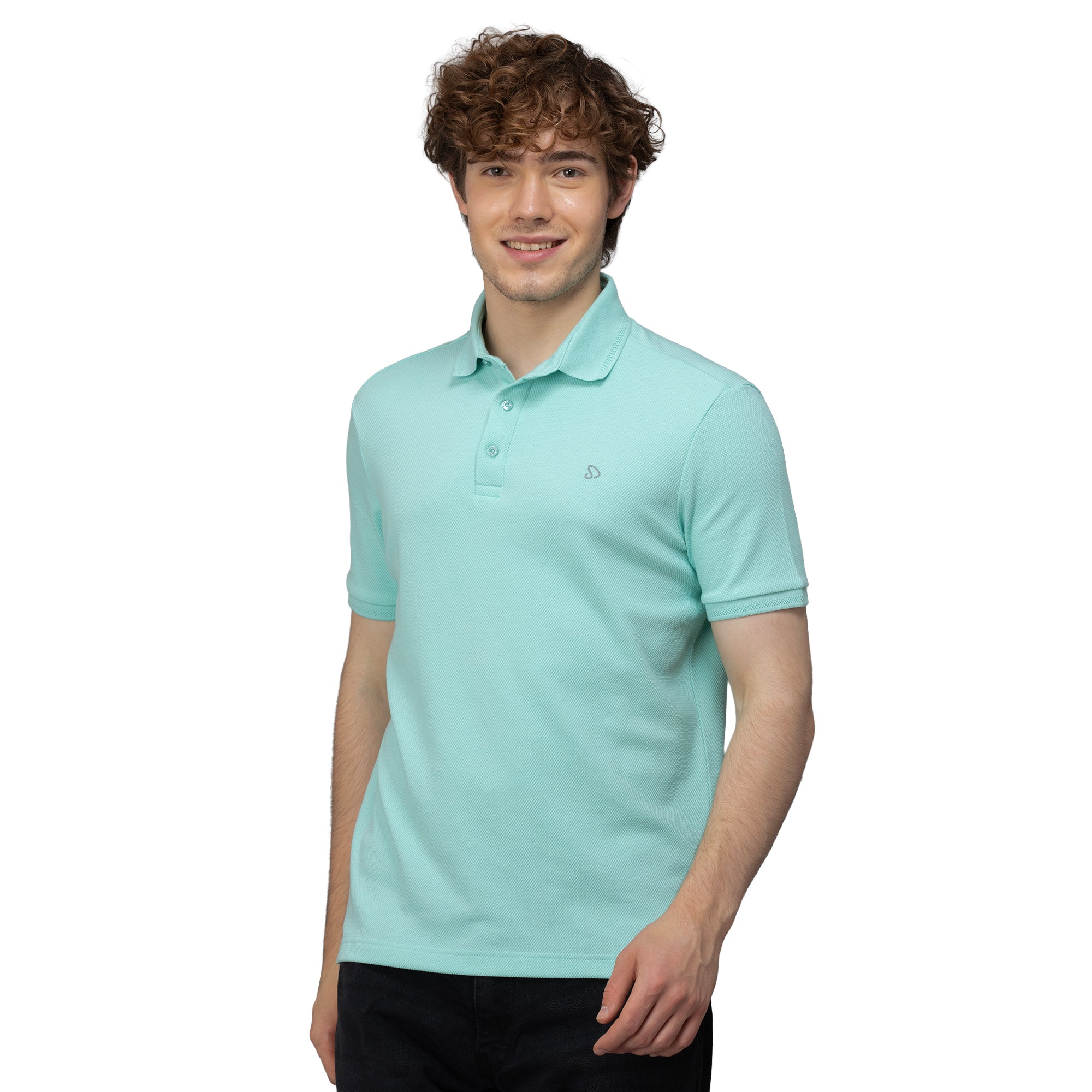 Sporto Men's Anti Wrinkle Popcorn Solid Island Paradise Polo  T-shirt