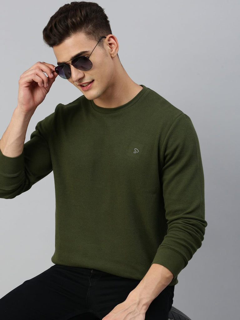 Sporto Wonder Sweatshirt for Men | Ultra Soft Microfiber Fabric | Olive - Sporto by Macho