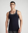 Sporto Men's  Cotton  Gym Vest with  Contrast  Panel Multicolour Pack of 2