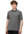 Sporto Men's Anti Wrinkle Popcorn Solid Charcoal Polo T-shirt