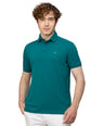 Sporto Men's Anti Wrinkle Popcorn Solid Teal Polo T-shirt
