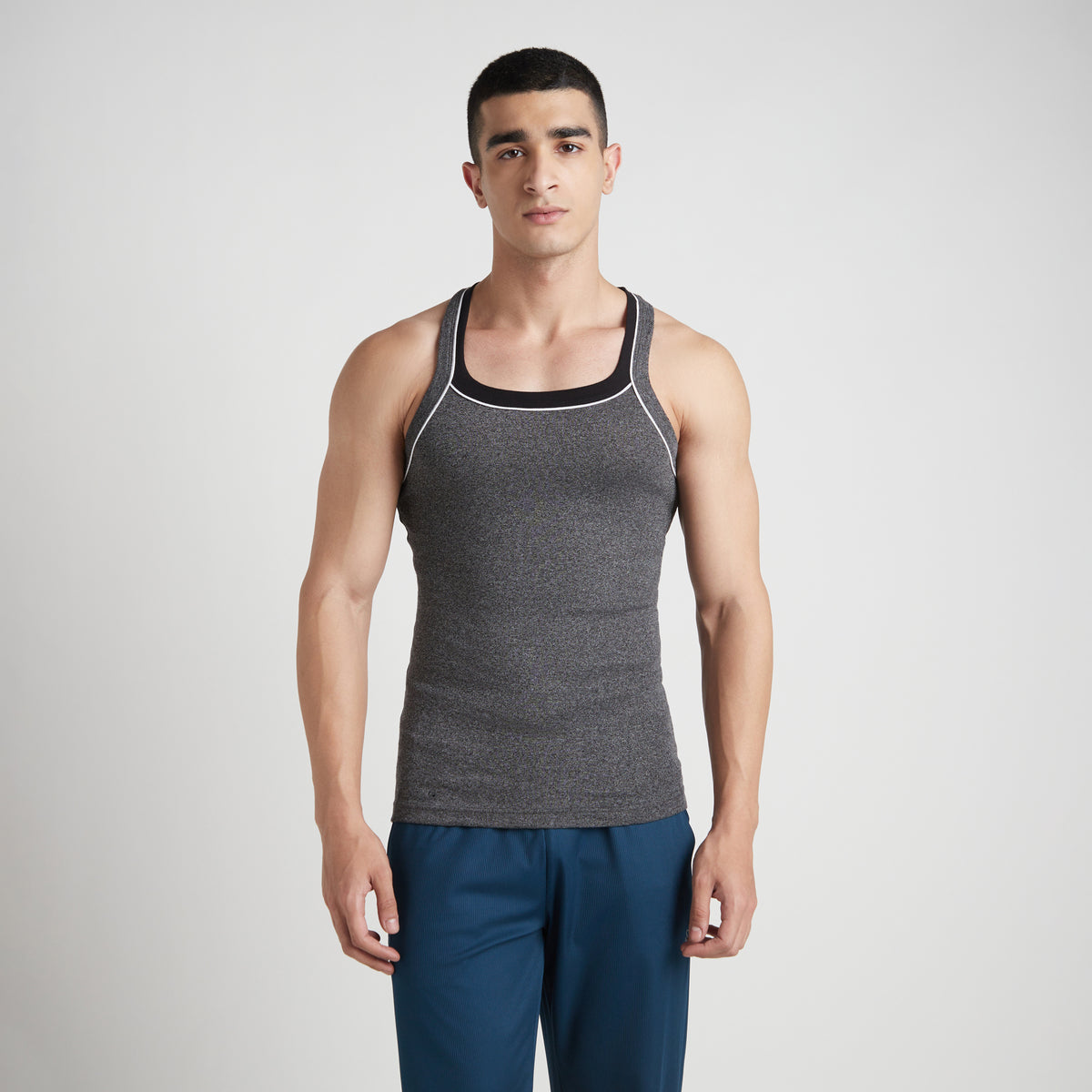 Sporto Men's  Cotton  Gym Vest with  Contrast  Panel Multicolour Pack of 2