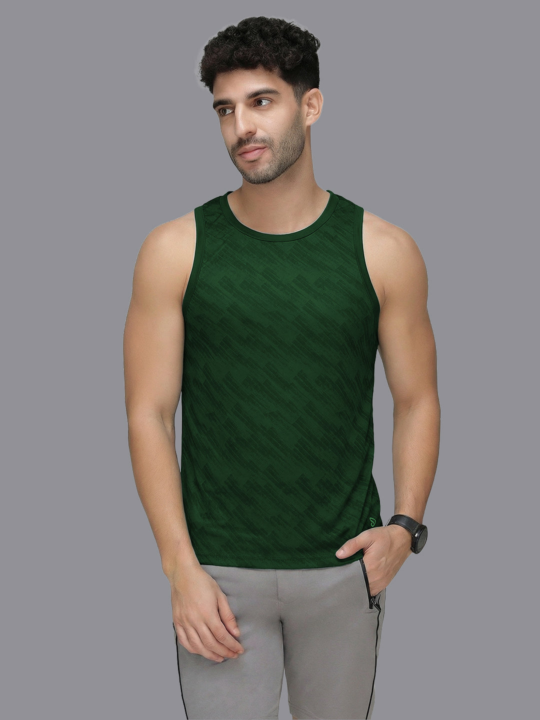 Sporto Men's InstaCool Self design Muscle Vest Anti OL odour and Moisture Wicking
