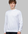 Sporto Men's Ribbed stripe Round Neck White Sweatshirt