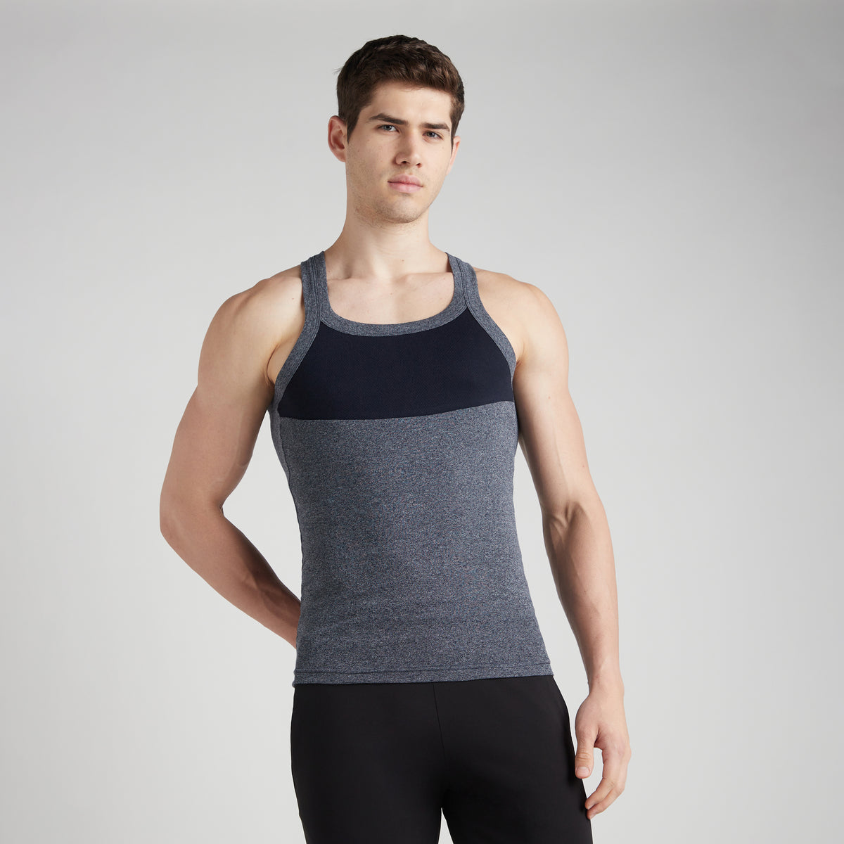Sporto Men's  Cotton  Gym Vest with  Contrast  Panel Multicolour Pack of 3