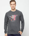 Sporto Crew Neck Printed Sweatshirt - Anthra Melange