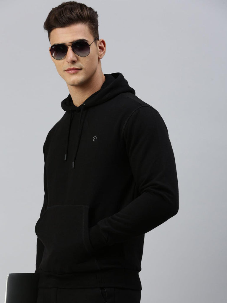 Sporto Ultra Fleece Hooded Sweatshirt for Men with Kangaroo Pocket | Black - Sporto by Macho