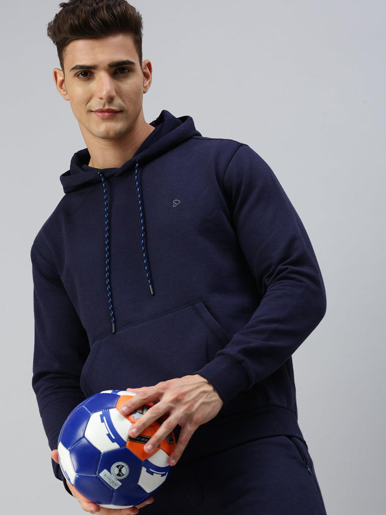Sporto Ultra Fleece Hooded Sweatshirt for Men with Kangaroo Pocket | Navy