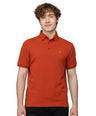 Sporto Men's Anti Wrinkle Popcorn Solid Rust Polo T-shirt