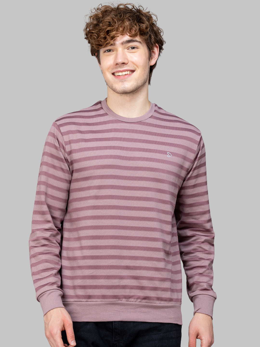 Sporto Men's Ribbed stripe Round Neck Onion Sweatshirt