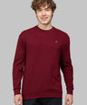 Sporto Men's Hexa-knit Round Neck Full Sleeve Red Wine Sweatshirt