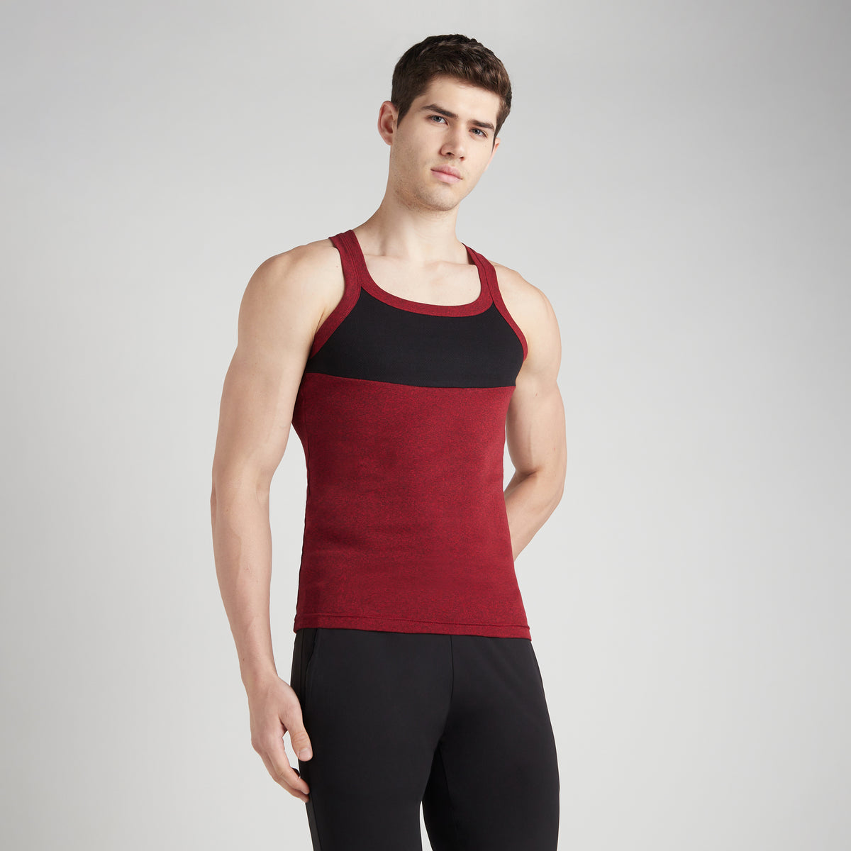 Sporto Men's  Cotton  Gym Vest with  Contrast  Panel Multicolour Pack of 3