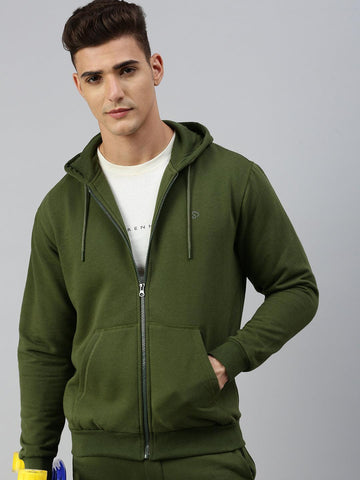 Sporto Ultra Fleece Hoodie Jacket for Men with Front Zipper | Olive - Sporto by Macho