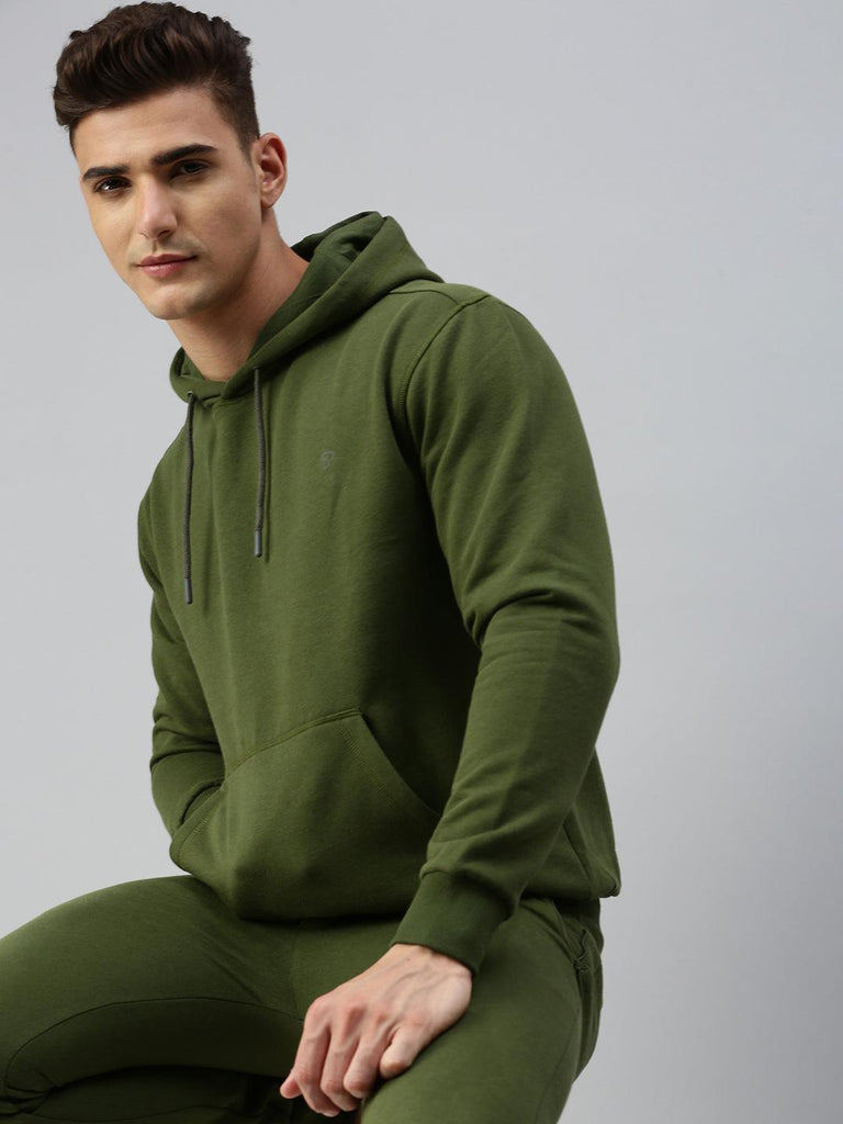 Sporto Ultra Fleece Hooded Sweatshirt for Men with Kangaroo Pocket | Olive - Sporto by Macho