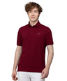 Sporto Men's Anti Wrinkle Popcorn Solid Red Wine Polo T-shirt