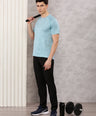 Sporto Men's Instacool Printed Jersey Round Neck Tee - Mint Green
