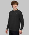 Sporto Men's Hexa-knit Round Neck Full Sleeve Black Sweatshirt