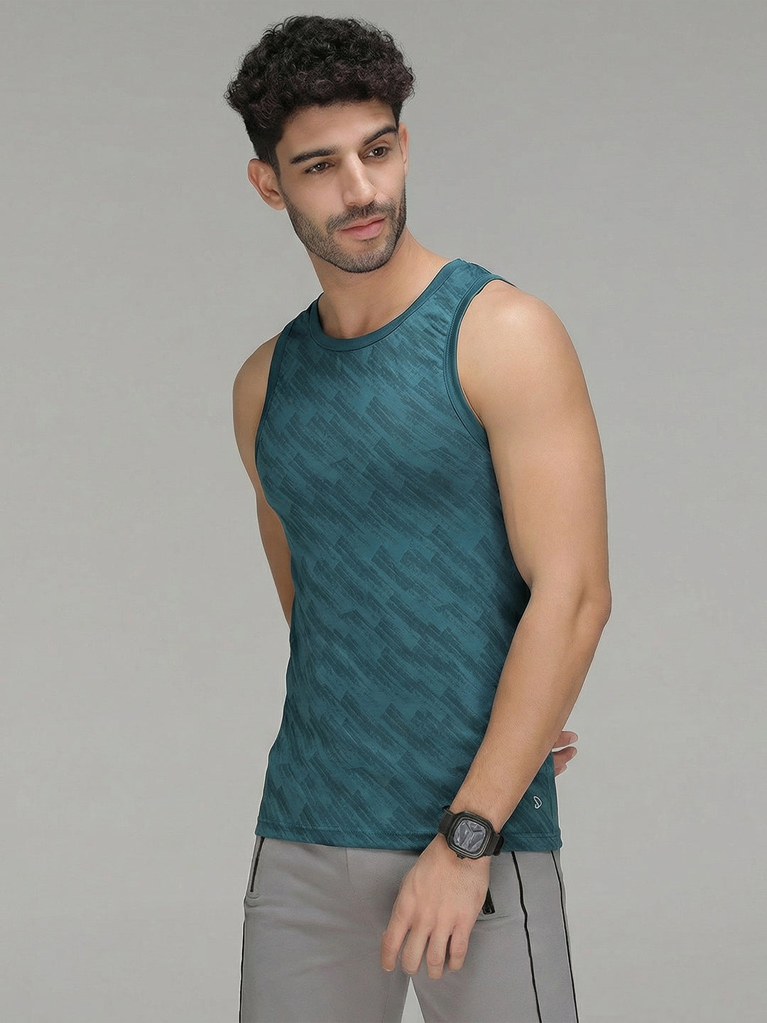 Sporto Men's InstaCool Self design Muscle Vest Anti PB odour and Moisture Wicking