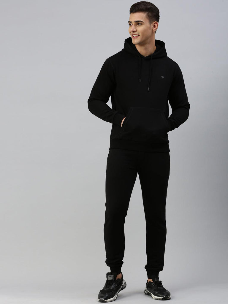 Sporto Men Ultra Fleece Hoodie Sweatshirt and Jogger Coord Set - Black