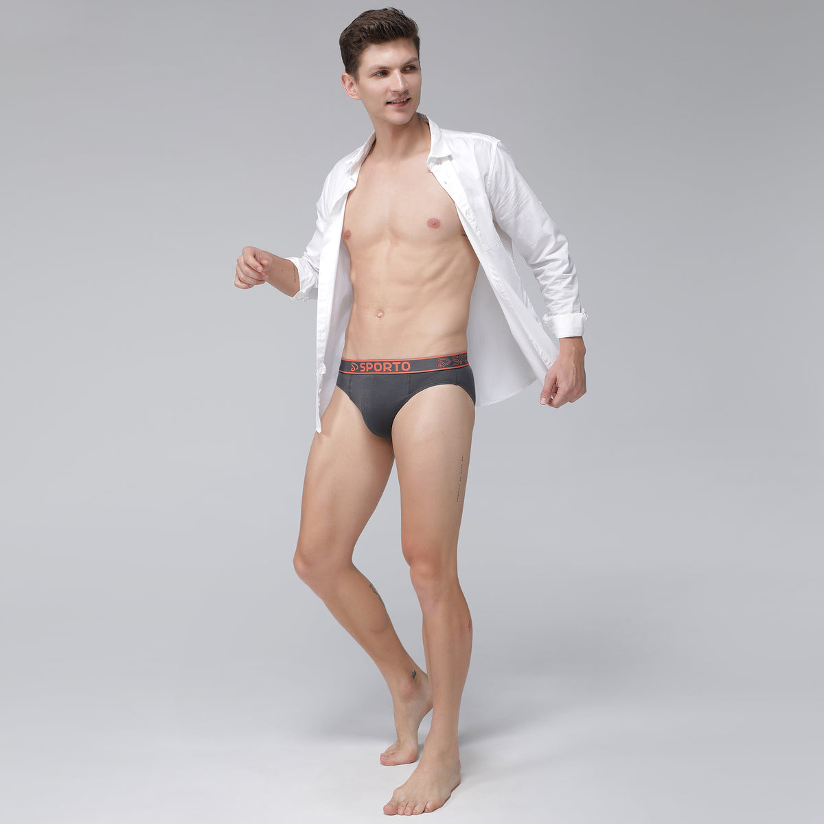 Sporto Men's Cotton Brief - Charcoal