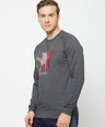 Sporto Crew Neck Printed Sweatshirt - Anthra Melange