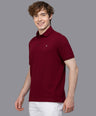 Sporto Men's Anti Wrinkle Popcorn Solid Red Wine Polo T-shirt