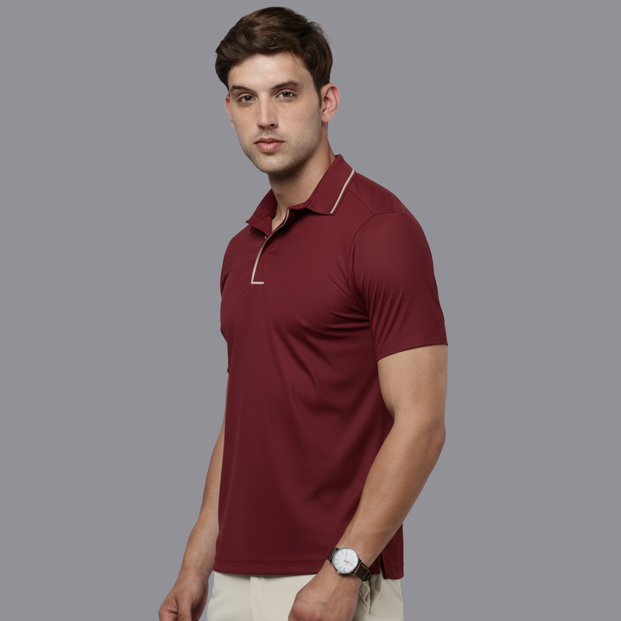 Sporto Men's Anti wrinkle and Light weight Solid  Burgundi  Polo T-shirt