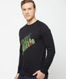 Sporto Crew Neck Printed Sweatshirt - Black