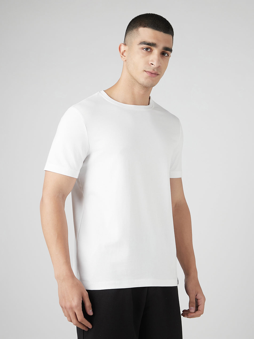 Sporto Men's Fluyid Cotton Round Neck T-shirt - White