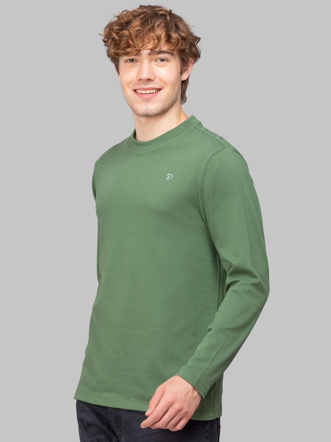 Sporto Men's Hexaknit Fullsleeve Stone Green T-shirts